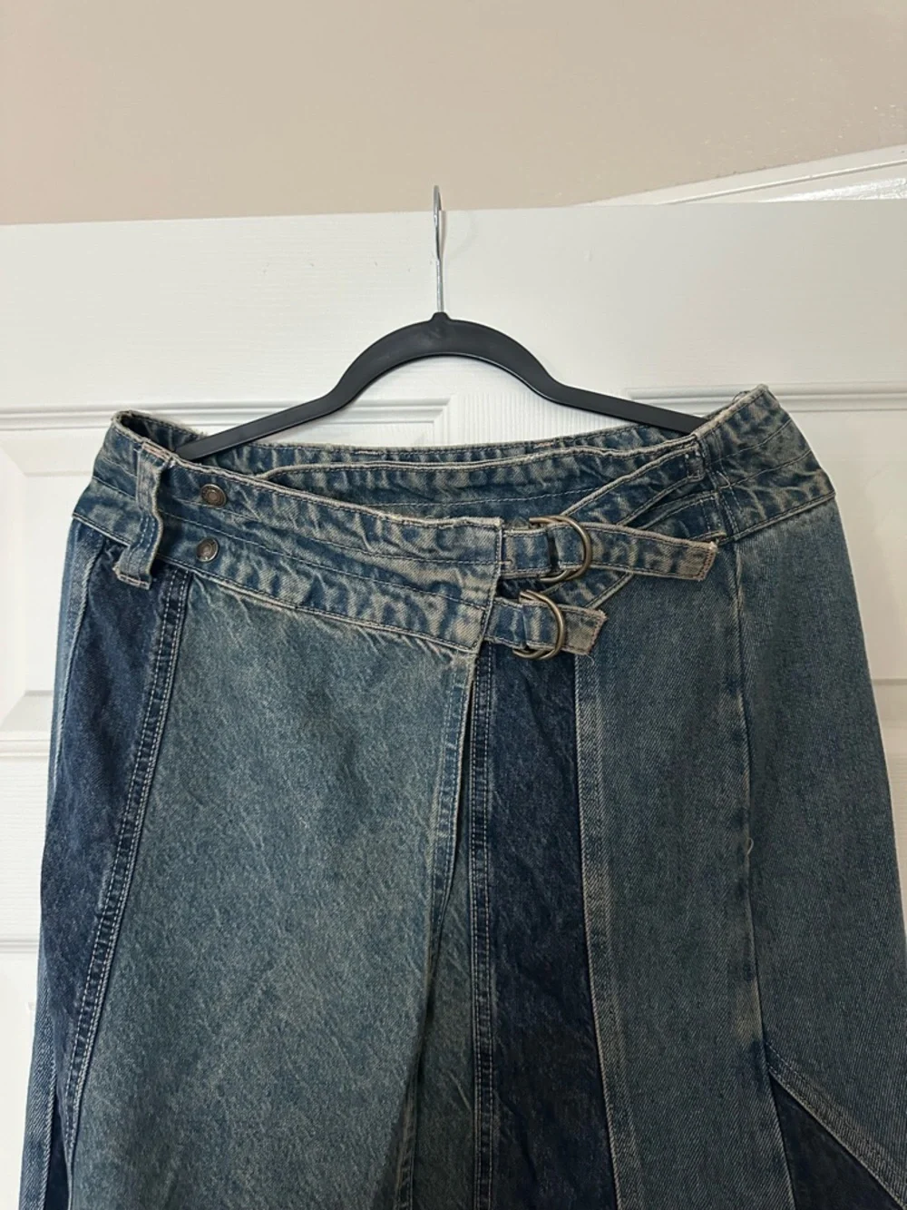Free People Patchwork Denim High-Low Skirt - Picture 2 of 4
